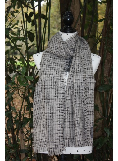 BLACK AND GREY MOTTLED PASHMINA 100% BABY ALPACA