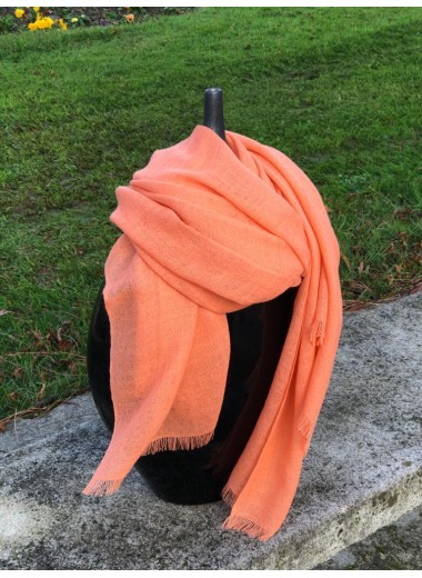 SOLID CORAL PASHMINA 100% BABY ALPACA