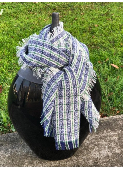 SCARFT TARTAN BLUE AND GREEN 100% BABY ALPACA